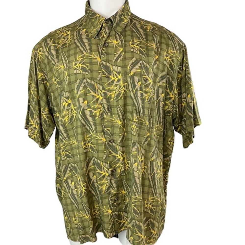 Puritan Shirt Mens 2XL Green Button Up Short Sleeve Hawiian Outdoor (502)